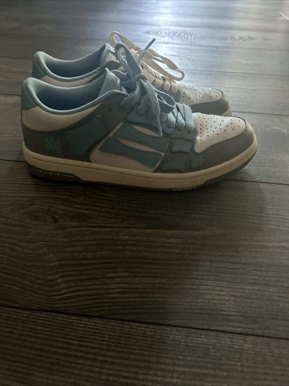 AMIRI Men’s Low-Top Sneakers in Light Blue and White Ocean Sky Color way